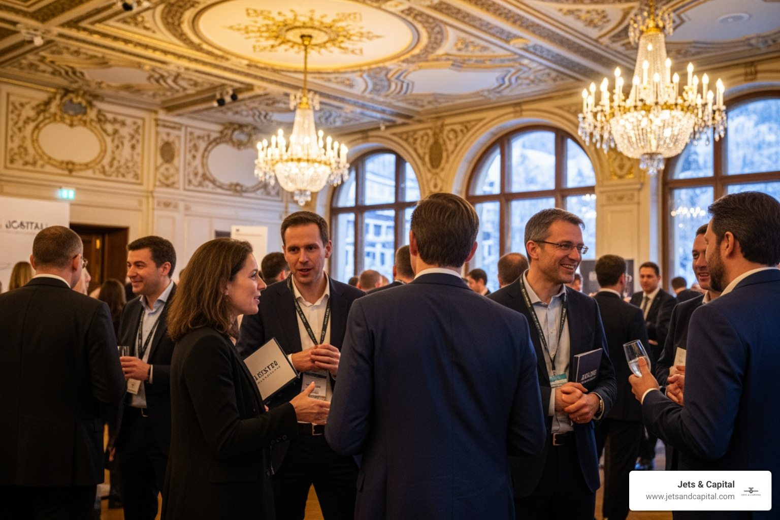 Global investors networking at the Grandhotel Belvédère during a major investment summit Global investors networking at the Grandhotel Belvédère during a major investment summit