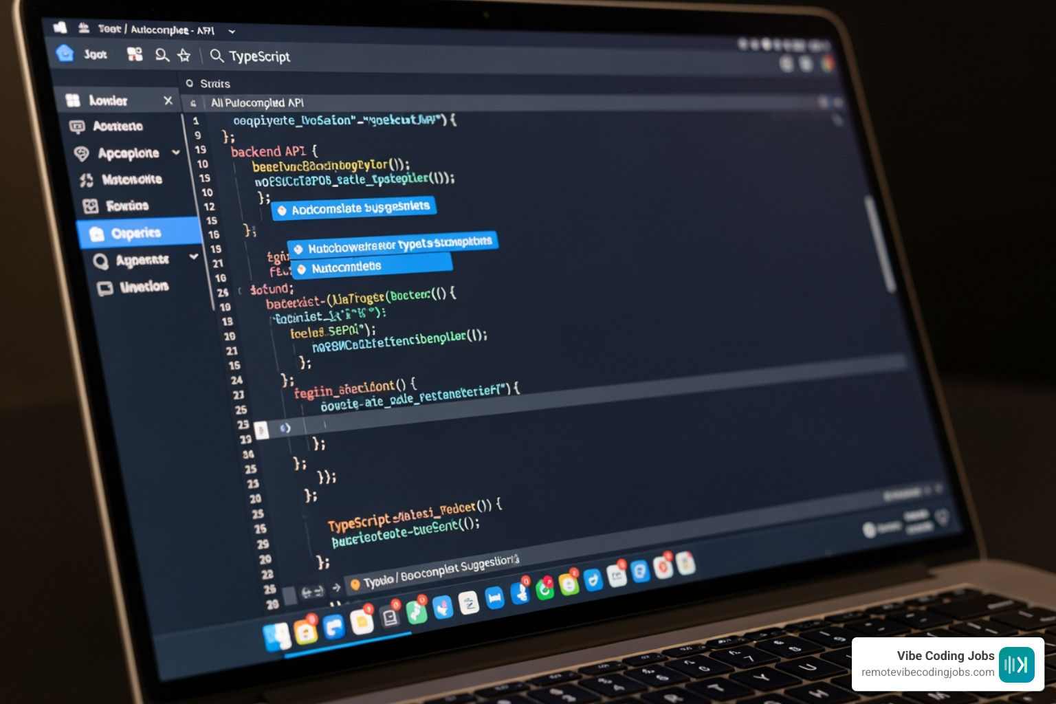 code editor showing AI-powered suggestions for a backend API