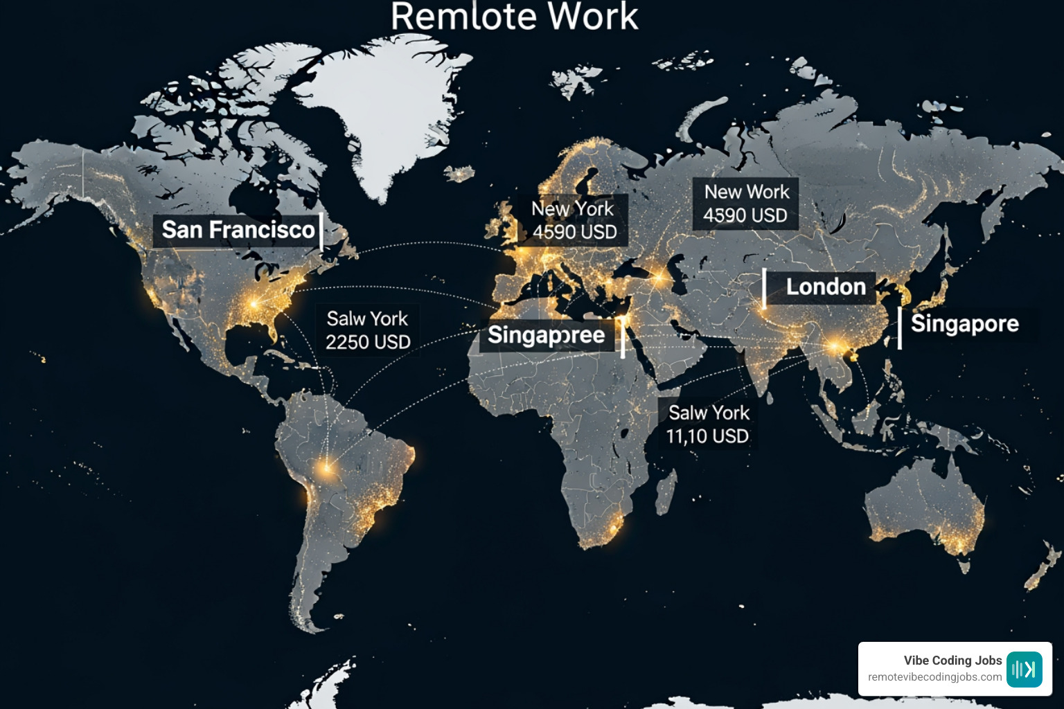 Global map highlighting tech hubs and remote work compensation tiers