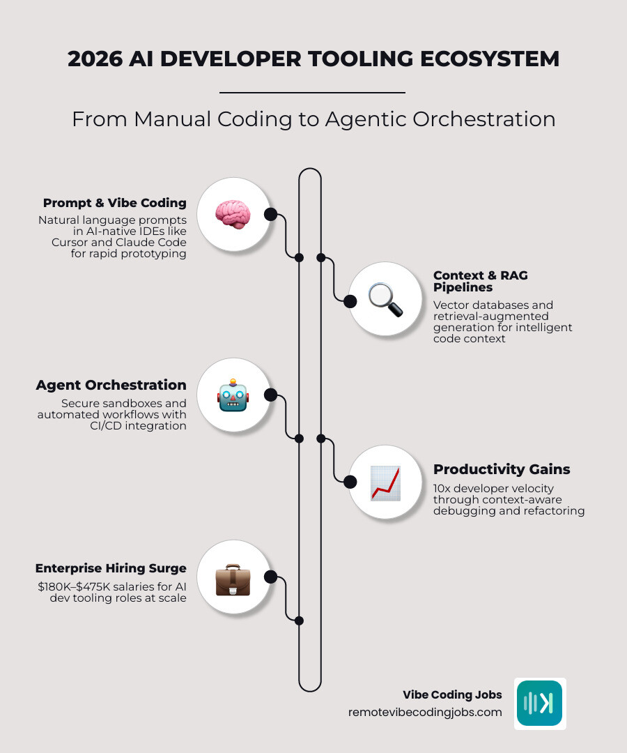 2026 AI developer tooling ecosystem salary ranges roles skills and top hiring companies infographic