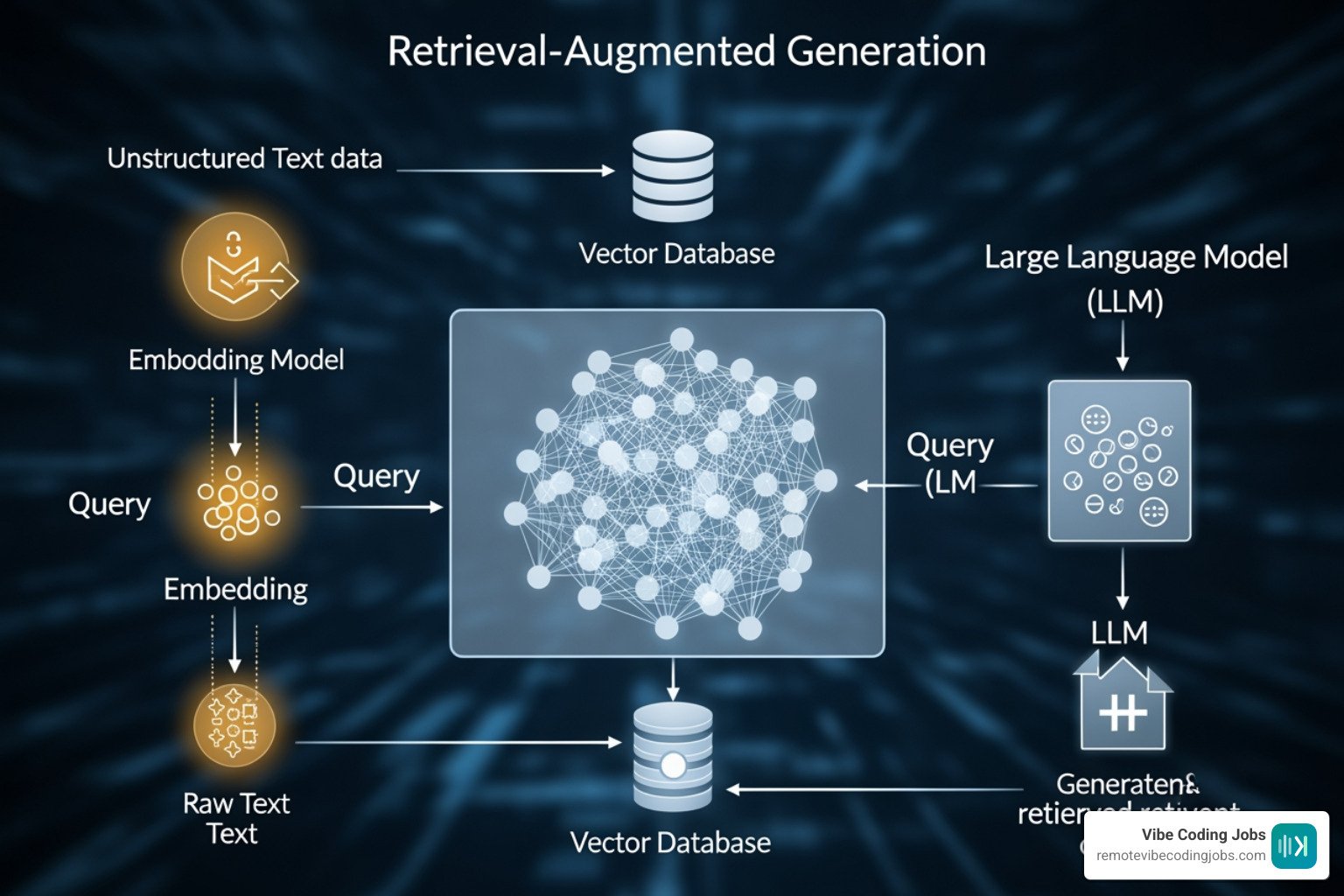 complex RAG pipeline diagram showing embeddings vector databases and LLM integration