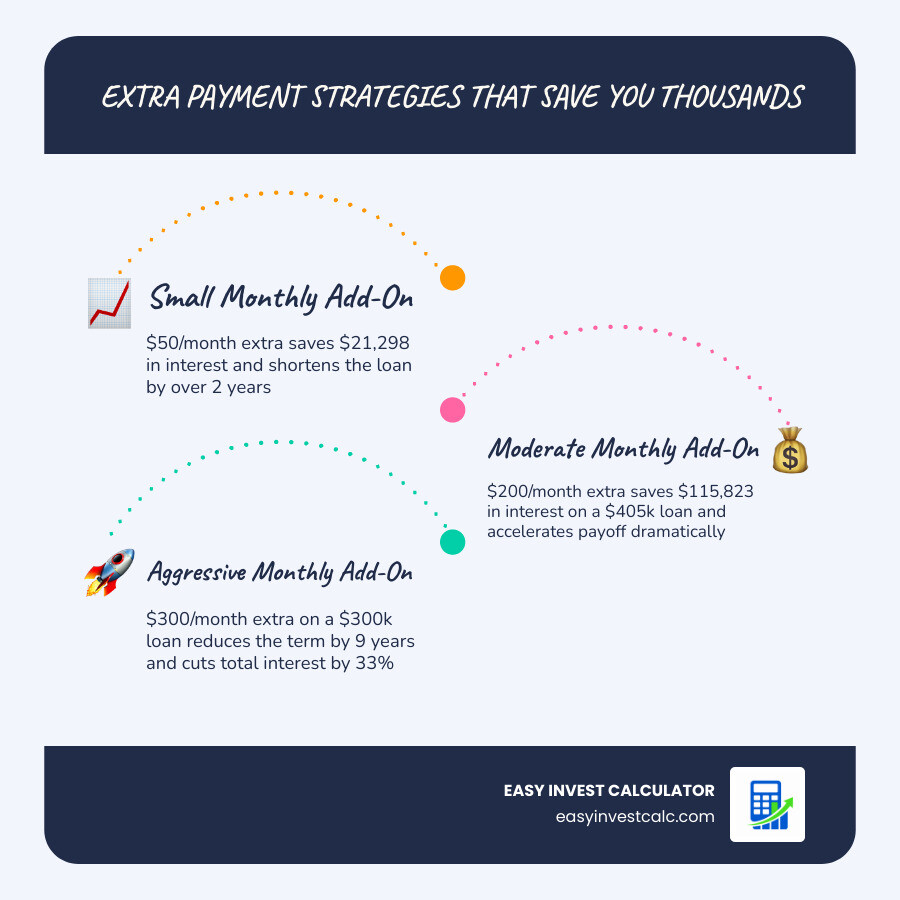 Infographic comparing a standard 30-year loan vs a loan with $200 monthly extra payments infographic