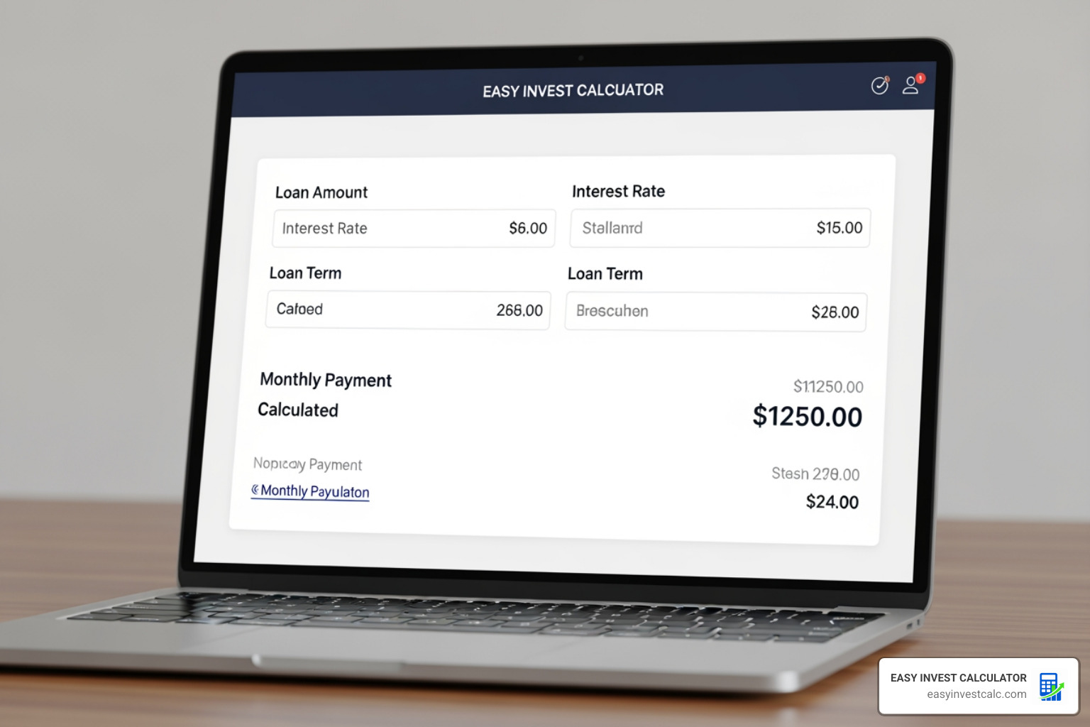 Digital boat loan calculator interface showing payment results
