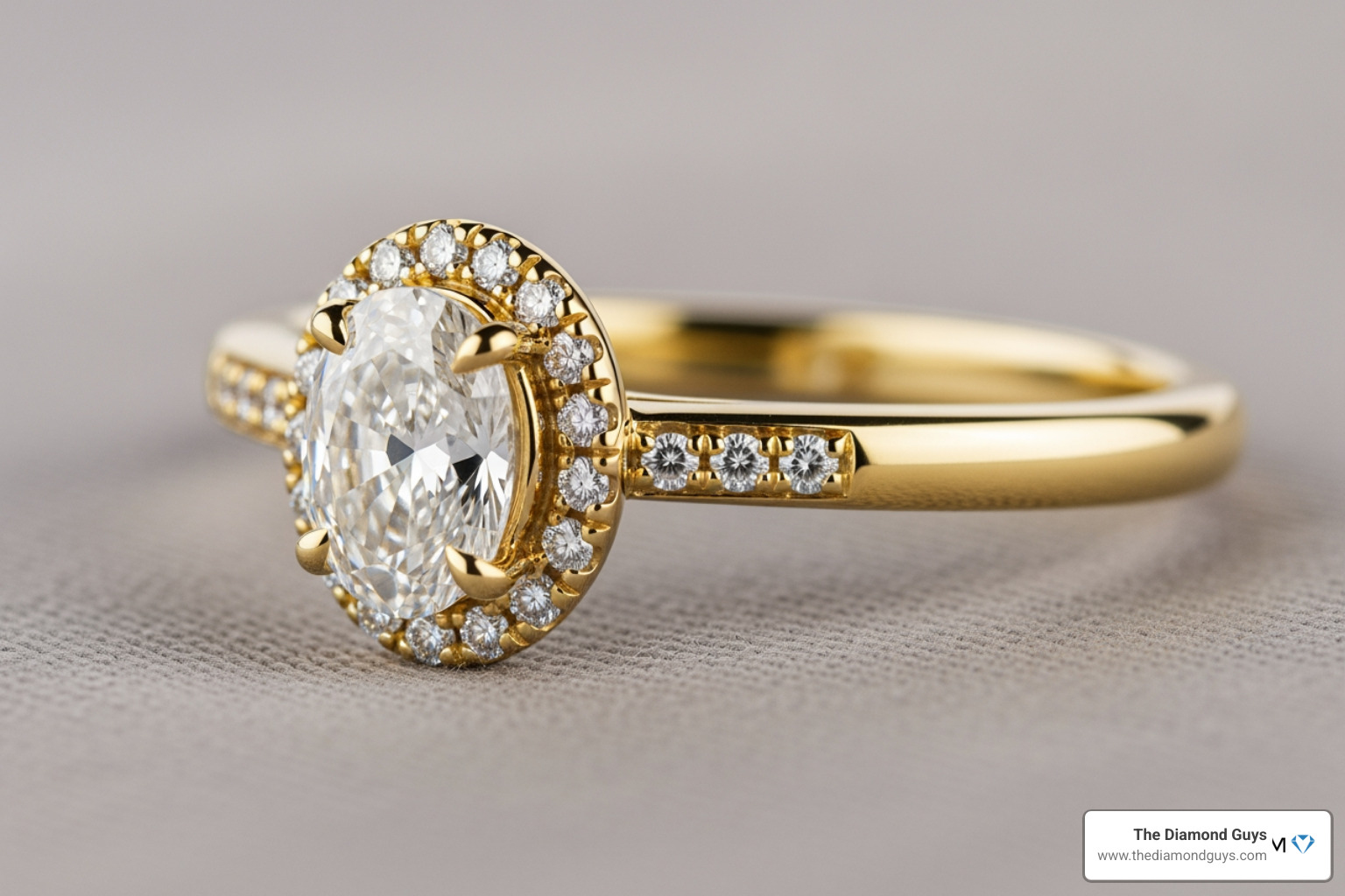 Custom hidden halo engagement ring with an oval center stone Custom hidden halo engagement ring with an oval center stone
