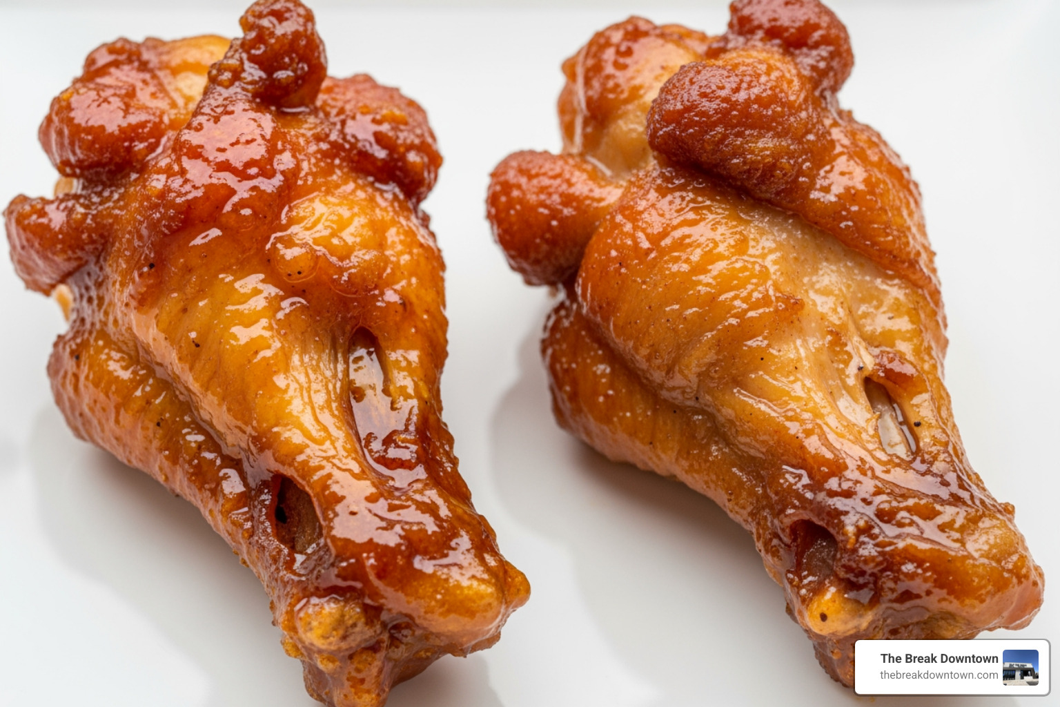 A comparison showing the texture of a deep-fried wing versus a three-step baked wing