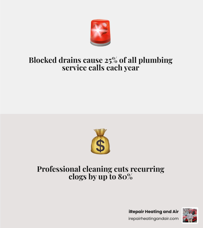 Infographic showing warning signs of blocked drains, when to call experts, and key benefits of professional drain cleaning Infographic showing warning signs of blocked drains, when to call experts, and key benefits of professional drain cleaning