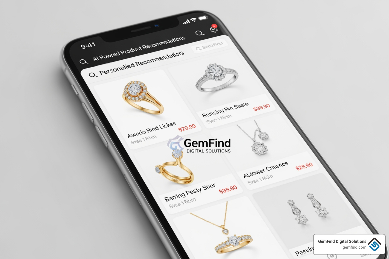 AI-powered search results on a smartphone showing personalized product recommendations