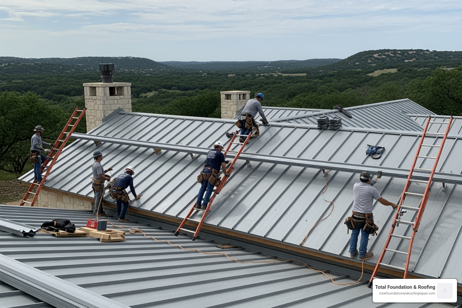 Standing seam metal roof installation in Fredericksburg TX