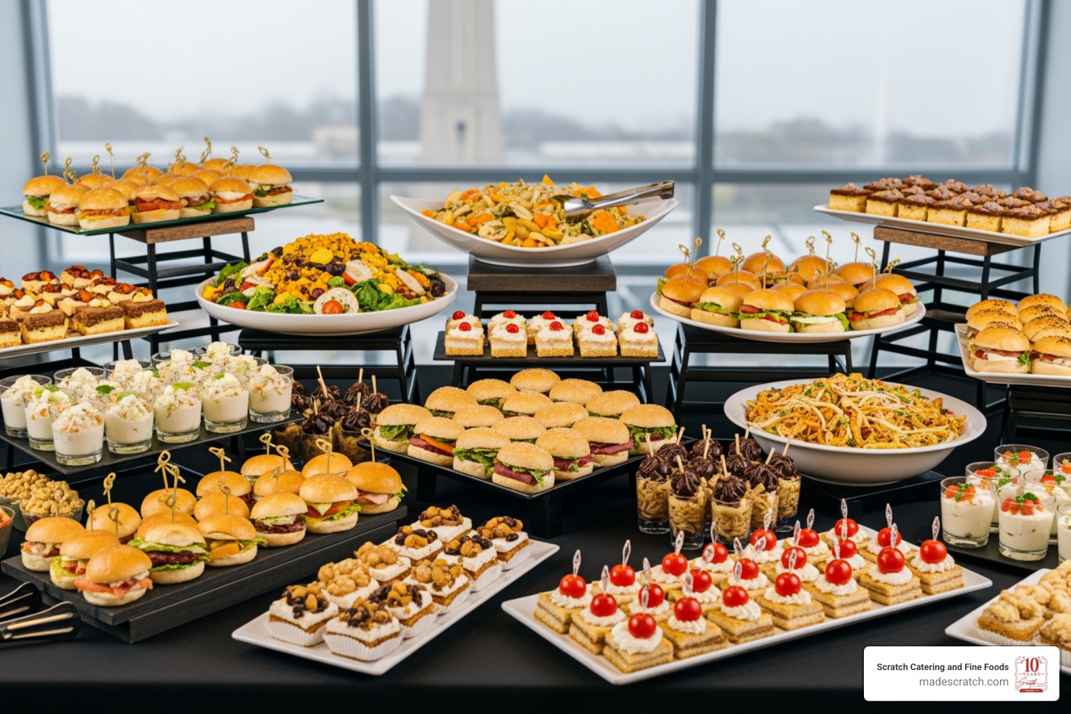 A professional corporate event in Arlington with guests enjoying a beautifully catered lunch