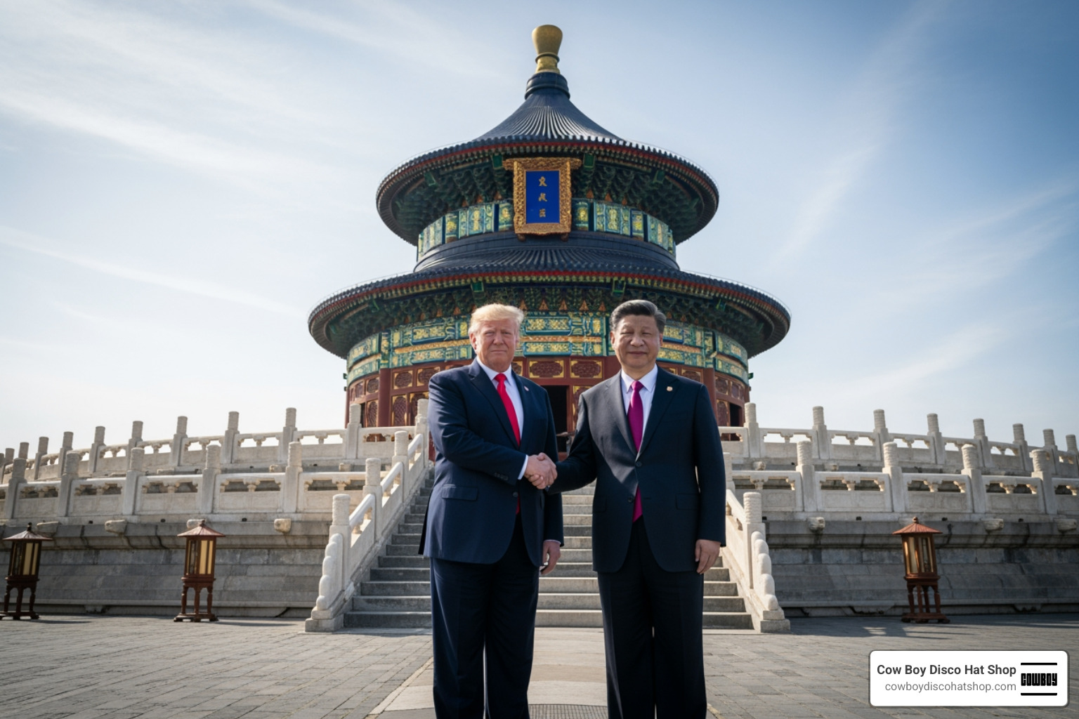 Trump and Xi Jinping at the Temple of Heaven Beijing summit diplomatic meeting May 2026