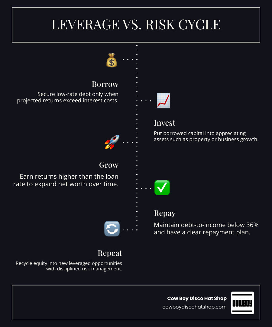 infographic showing good debt vs bad debt and the loan leverage cycle for financial health infographic
