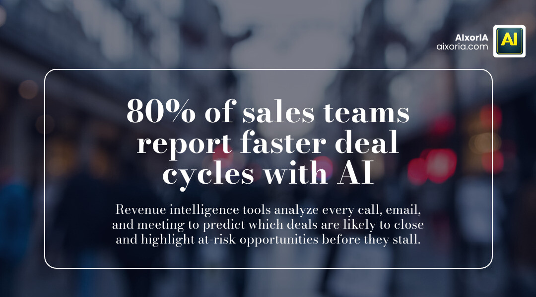 Infographic showing 80% of sales teams reporting faster deal cycles with AI infographic