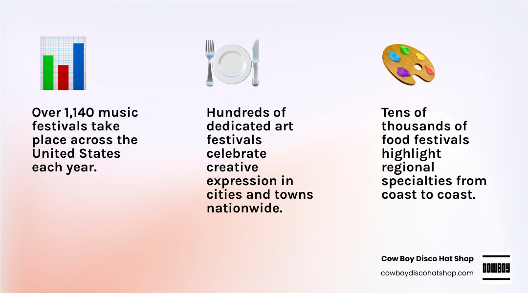 U.S. festival attendance statistics infographic with music food and art categories infographic