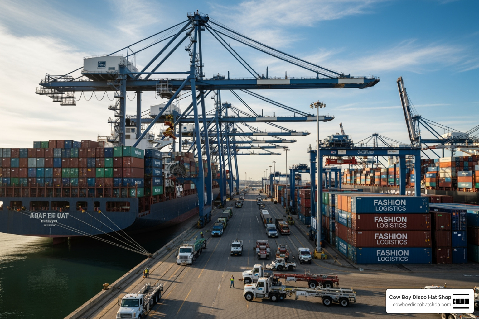 Global shipping port handling fashion logistics in 2026