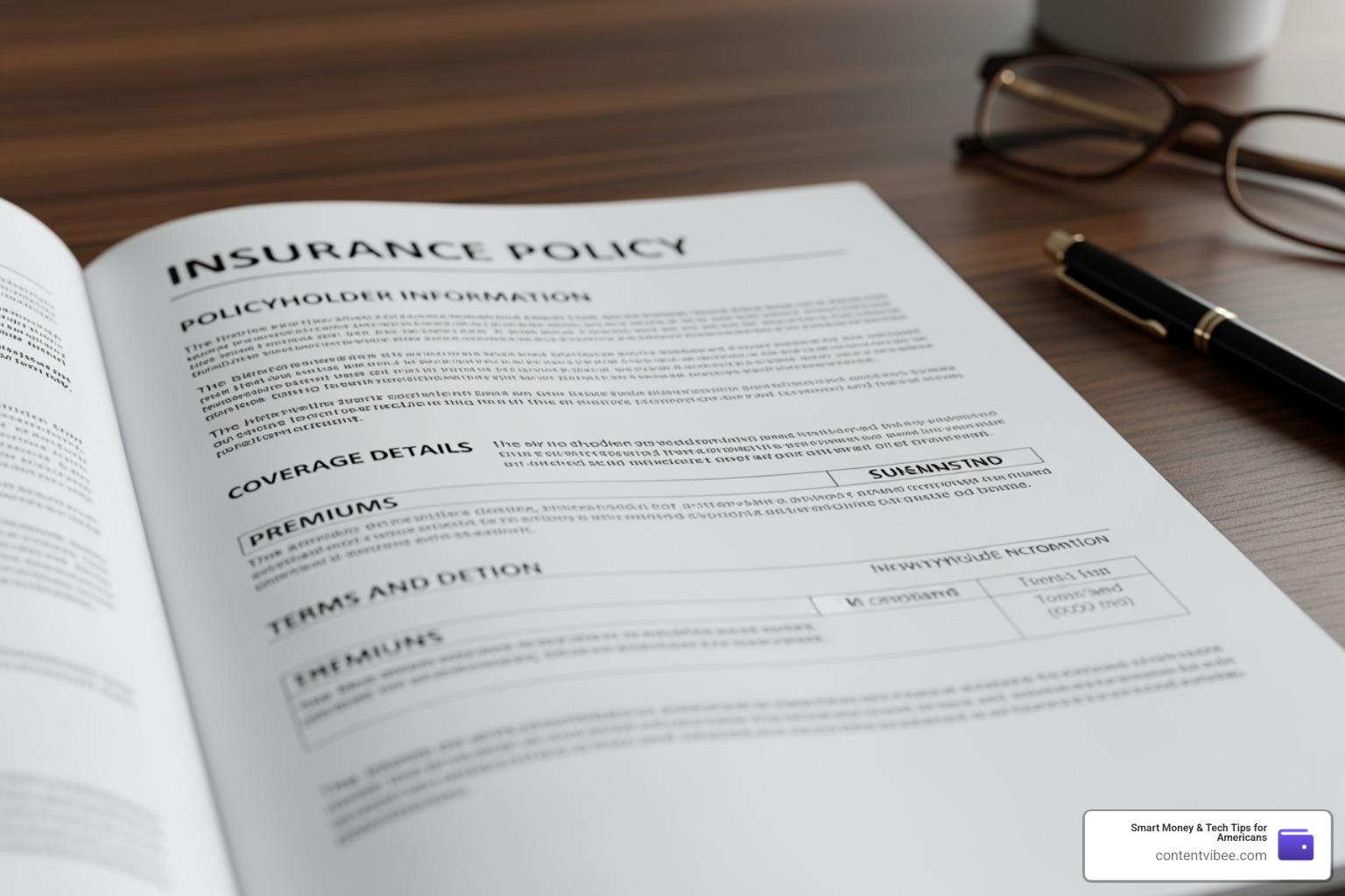 insurance policy document on a desk