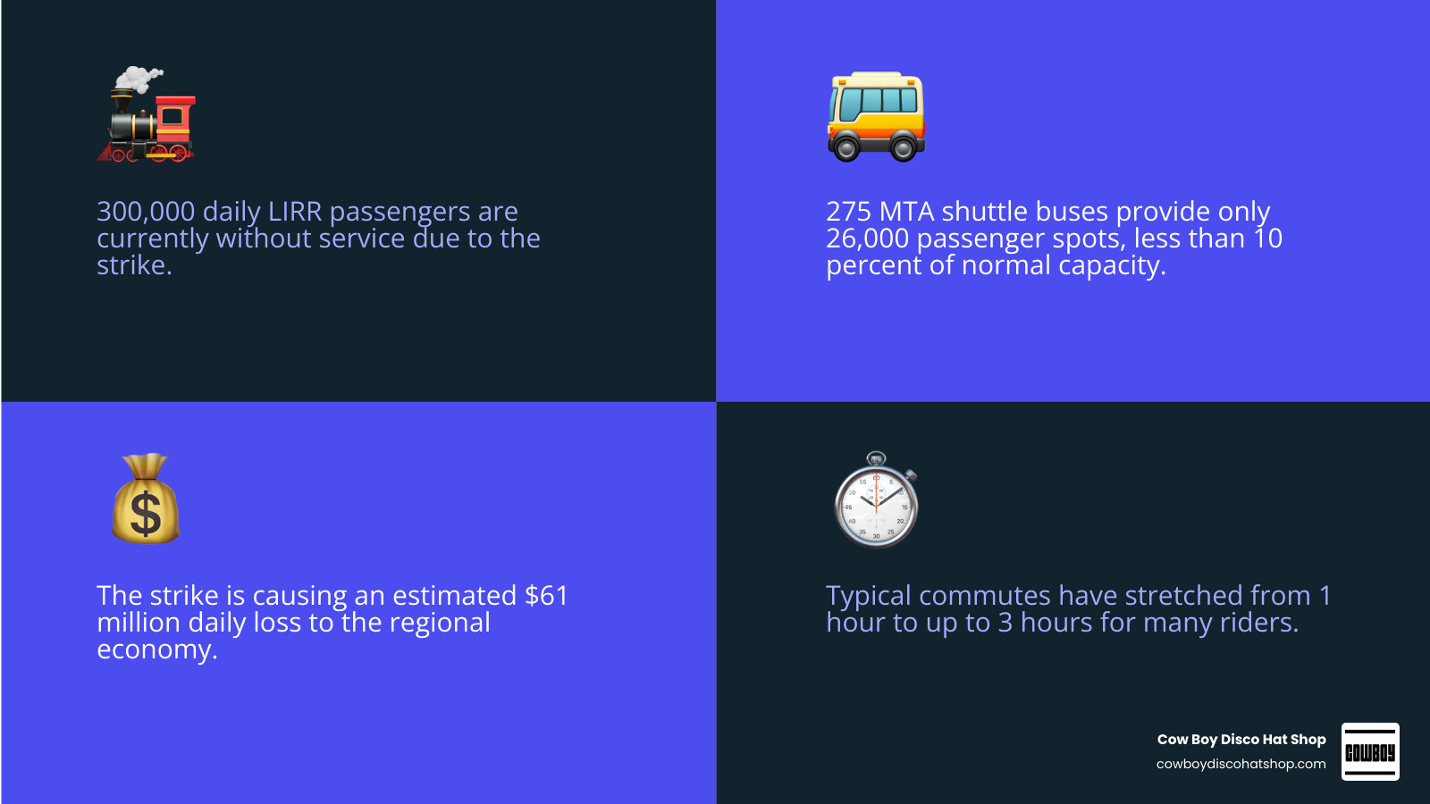 Table comparing LIRR capacity of 300,000 daily riders vs shuttle bus capacity of 26,000 daily riders infographic