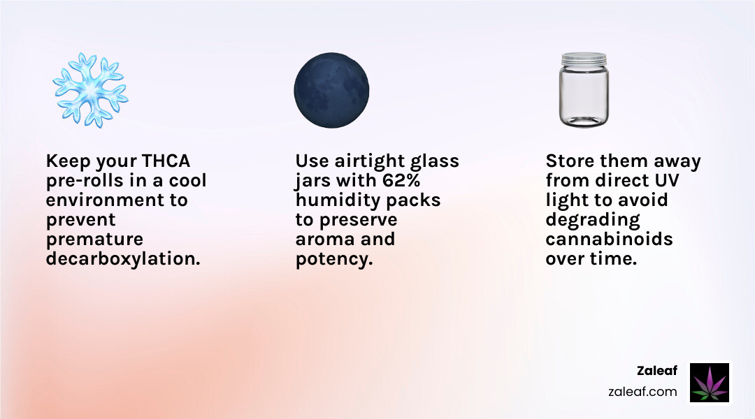 Infographic showing the best ways to store thca pre rolls to maintain freshness infographic Infographic showing the best ways to store thca pre rolls to maintain freshness infographic
