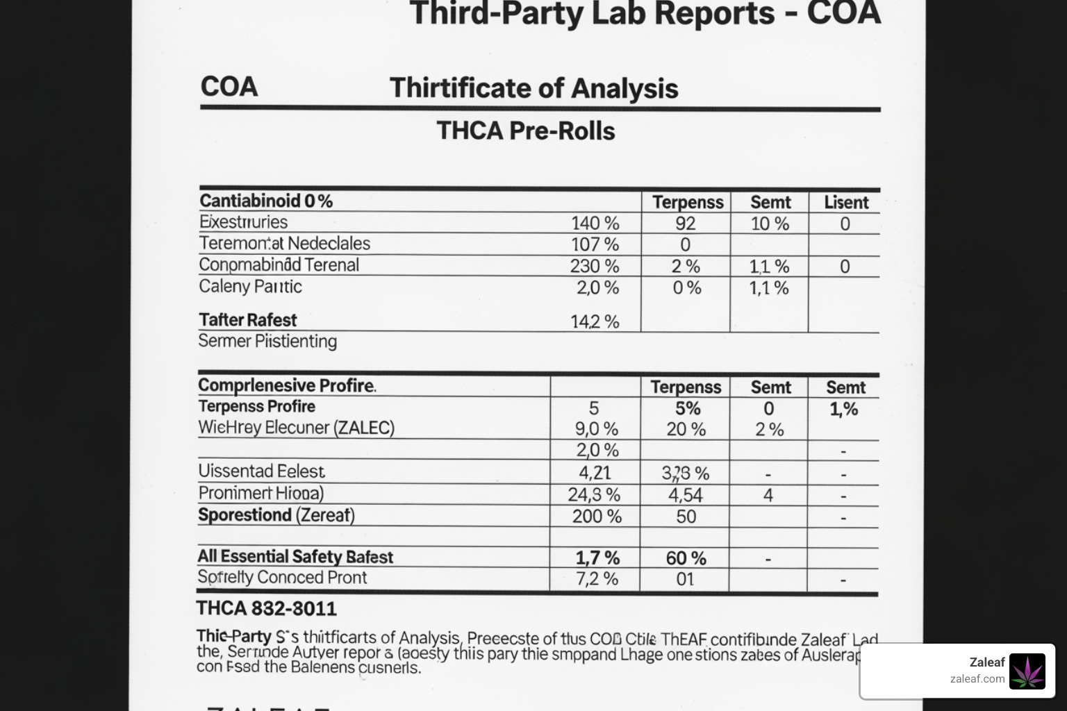 Example of a clean third-party lab report (COA) for thca pre rolls Example of a clean third-party lab report (COA) for thca pre rolls