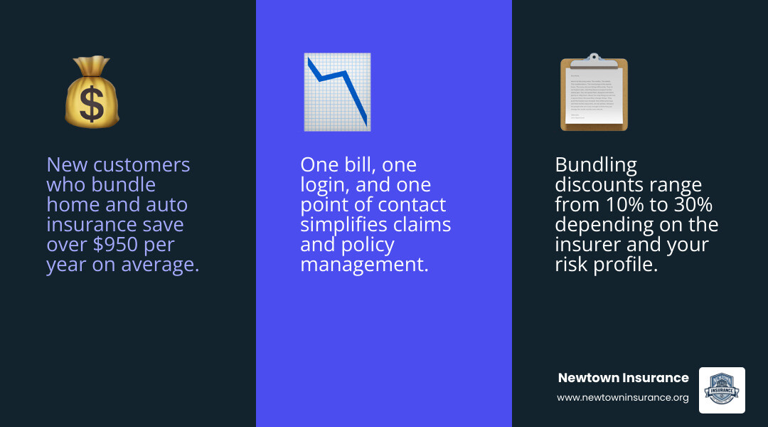 Infographic showing top bundling discounts and $950 average annual savings by insurer infographic