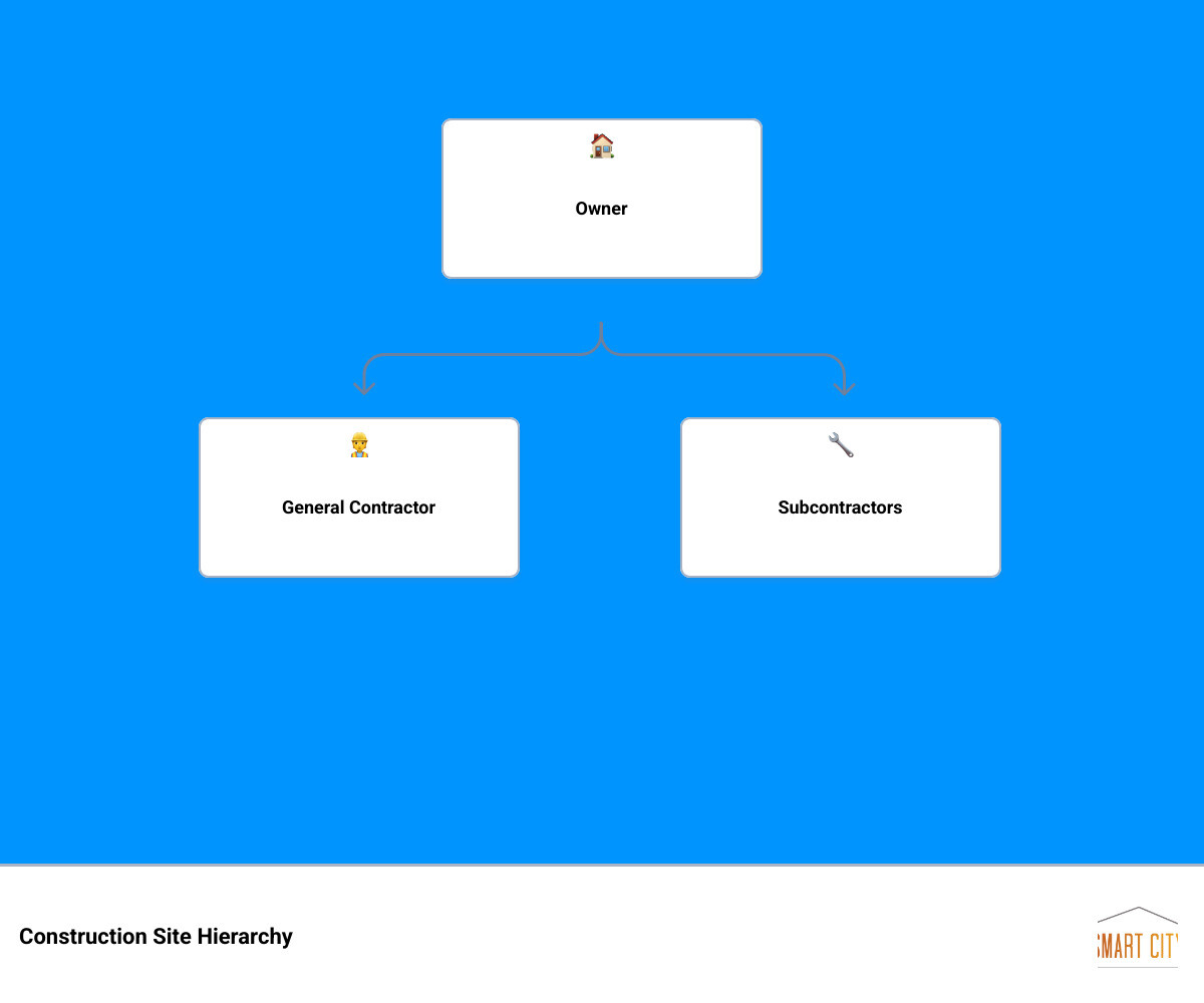 hierarchy of a construction site showing owner, general contractor, subcontractors, and suppliers infographic hierarchy of a construction site showing owner, general contractor, subcontractors, and suppliers infographic