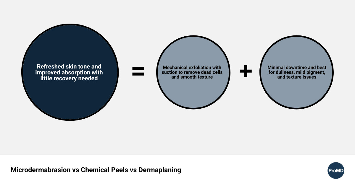 infographic comparing microdermabrasion chemical peels and dermaplaning infographic