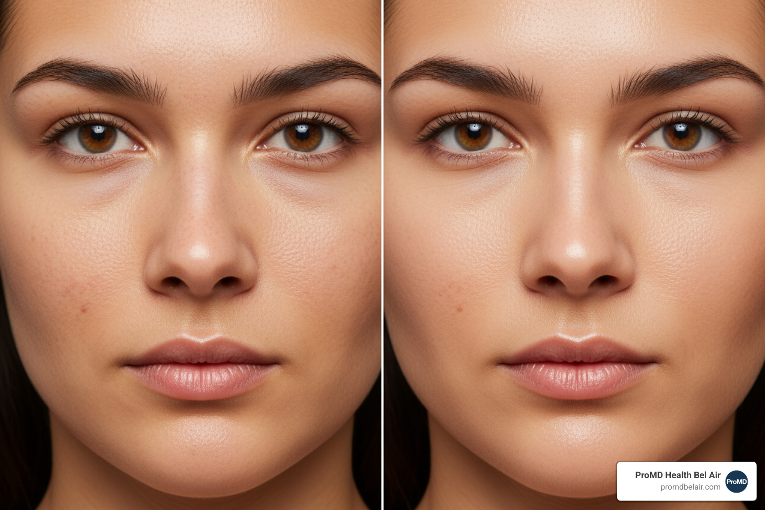 before and after improvement in skin tone texture and radiance