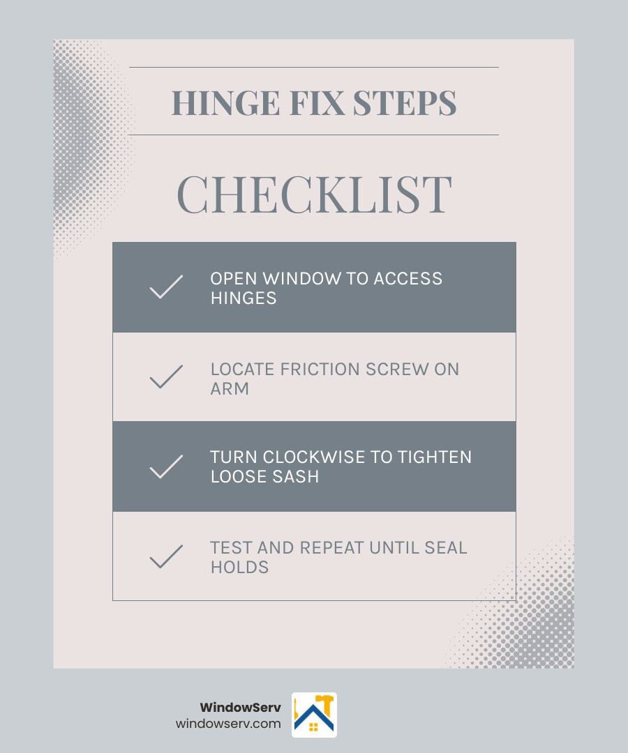 Infographic showing double glazed window components and quick steps to adjust hinges infographic