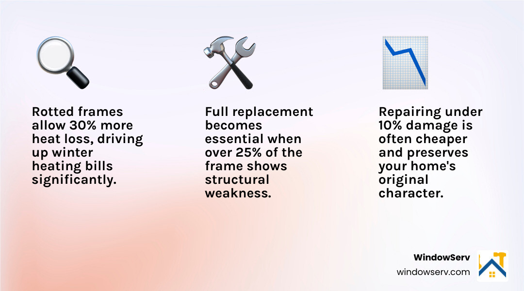 Infographic showing the 10 percent rule for window frame replacement infographic
