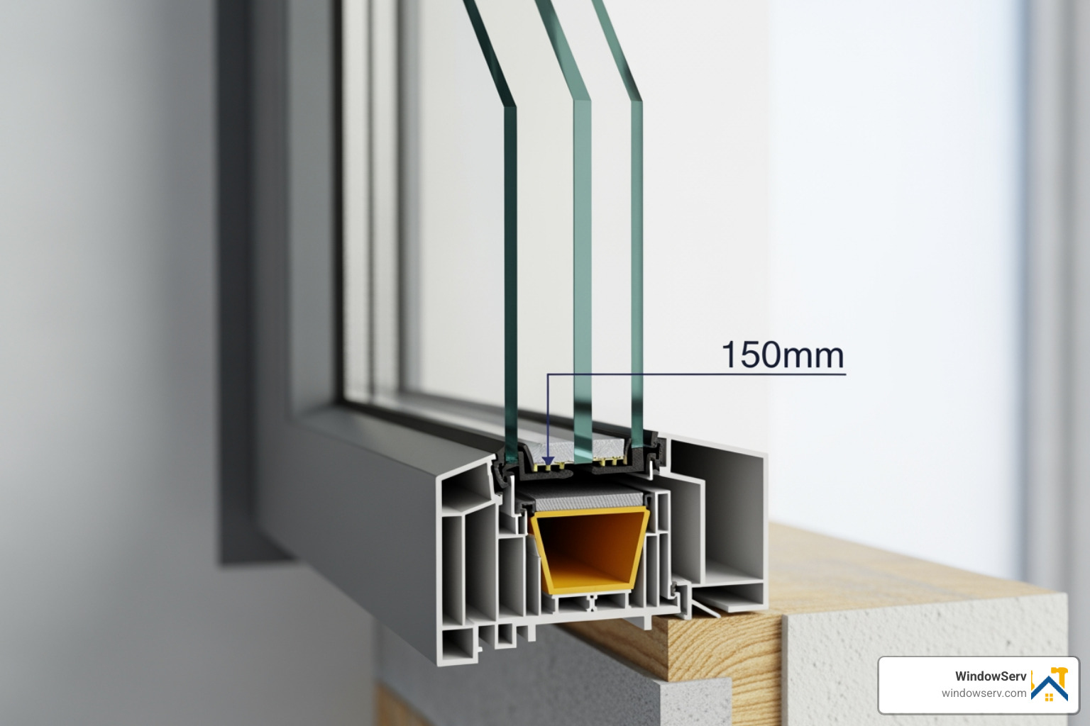 Ideal 150mm air gap between primary and secondary window panes for maximum soundproofing Ideal 150mm air gap between primary and secondary window panes for maximum soundproofing
