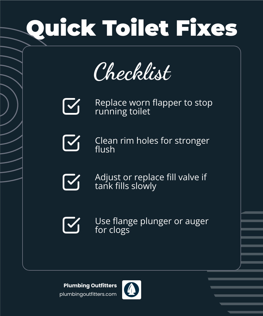 Infographic showing 10 common toilet problems, their causes, and DIY fix steps for homeowners infographic Infographic showing 10 common toilet problems, their causes, and DIY fix steps for homeowners infographic