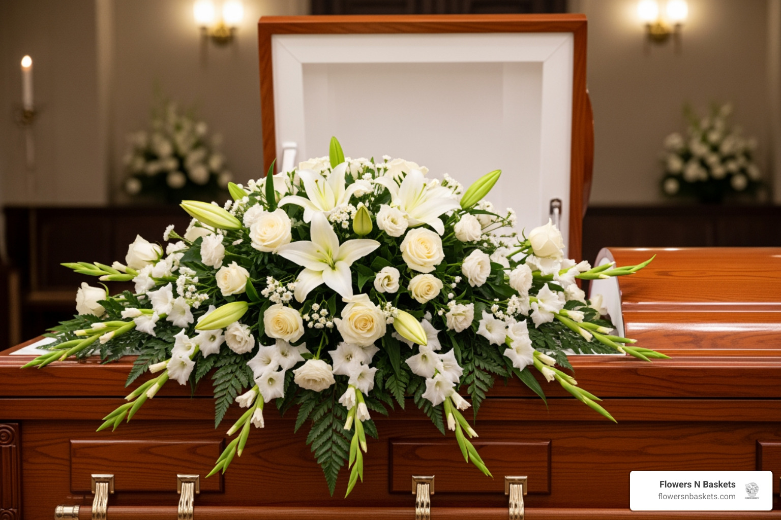 half-couch casket spray for an open service half-couch casket spray for an open service