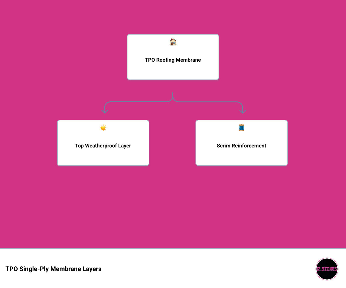 Infographic showing TPO membrane layers, thicknesses, installation methods, and energy performance benefits infographic Infographic showing TPO membrane layers, thicknesses, installation methods, and energy performance benefits infographic