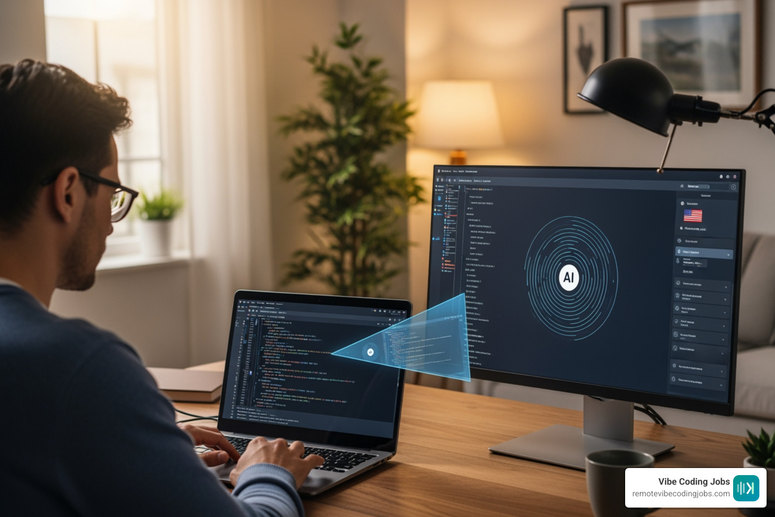 Remote technical interview screen showing a developer and an AI agent collaborating
