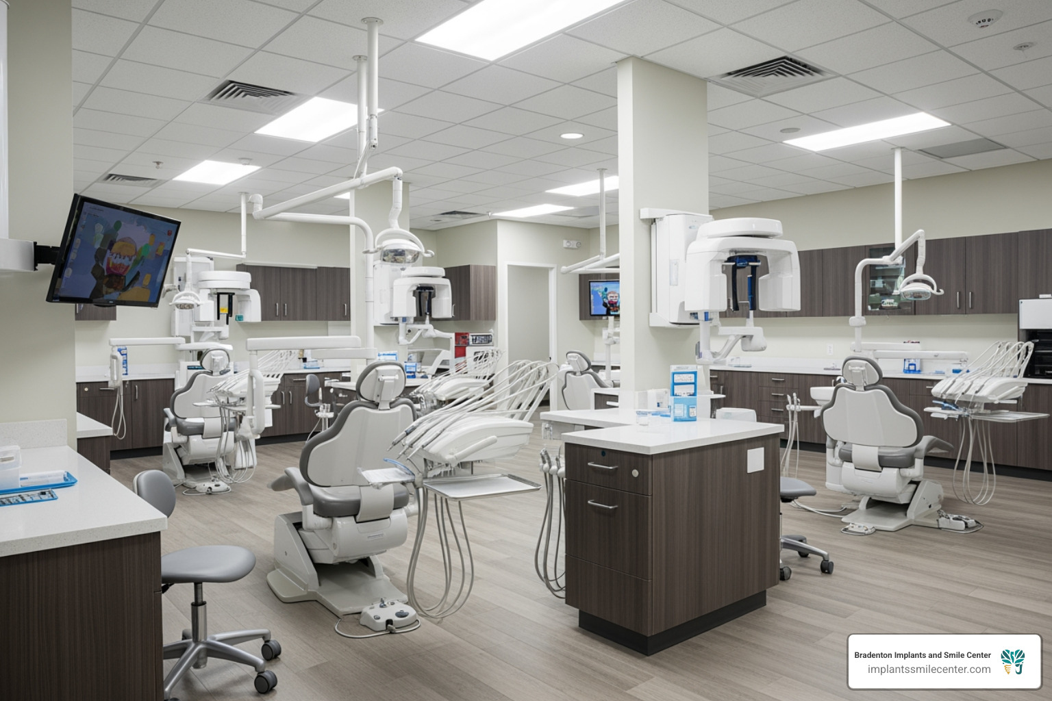 Modern dental office interior with advanced equipment, symbolizing quality and efficiency Modern dental office interior with advanced equipment, symbolizing quality and efficiency