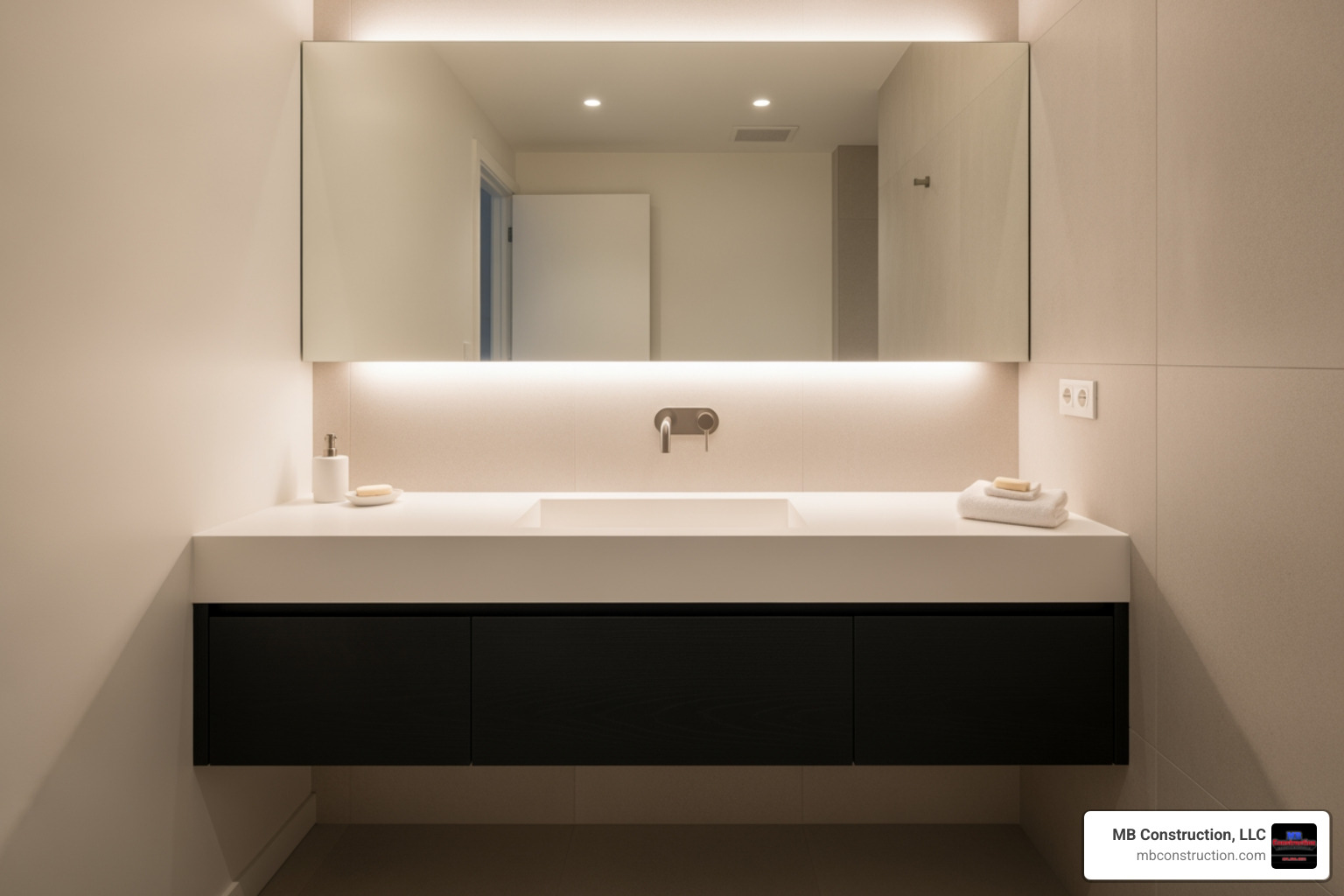 space-saving floating vanity in a modern small bathroom