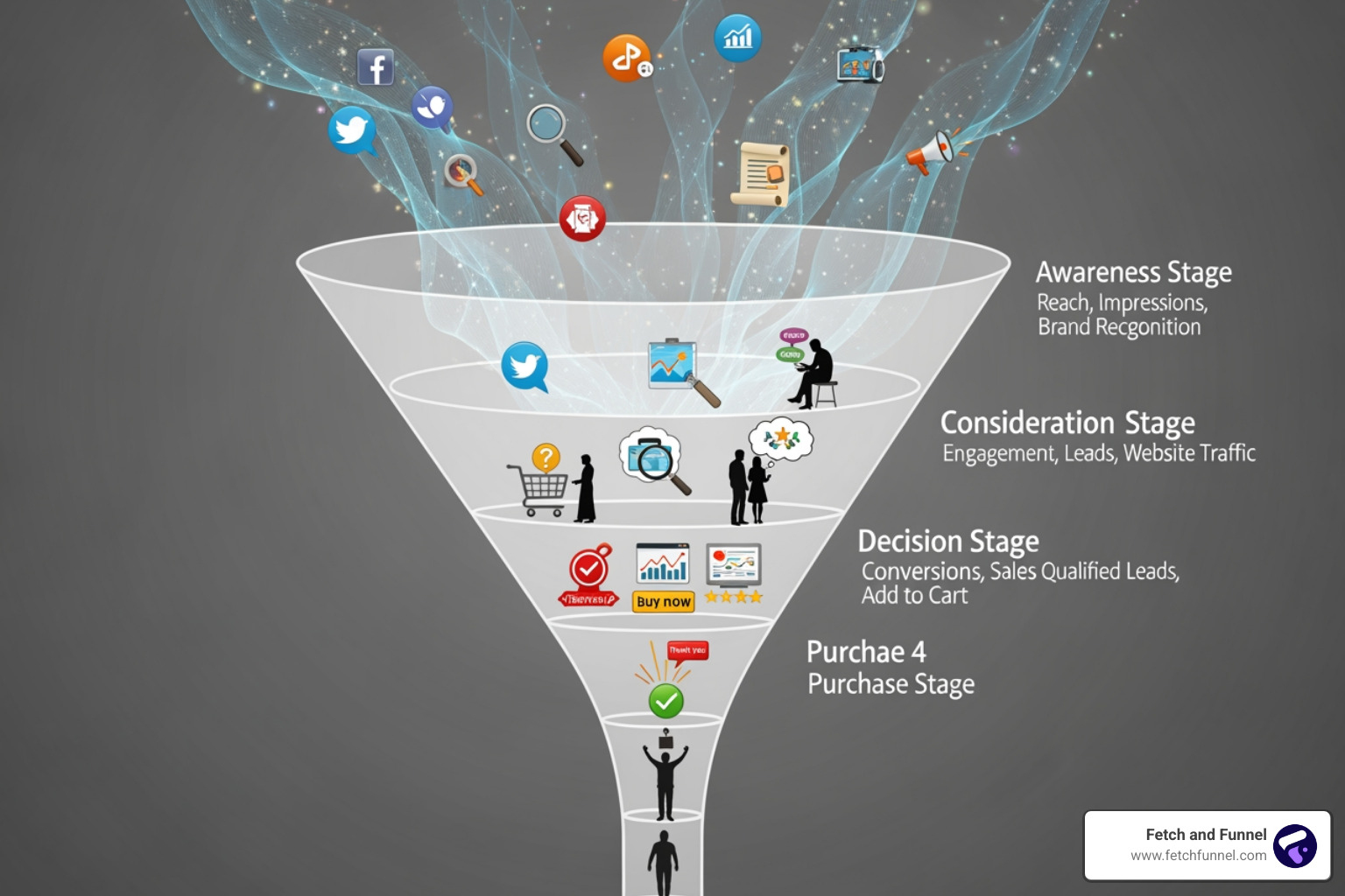 sales funnel diagram showing customer journey and campaign objectives sales funnel diagram showing customer journey and campaign objectives