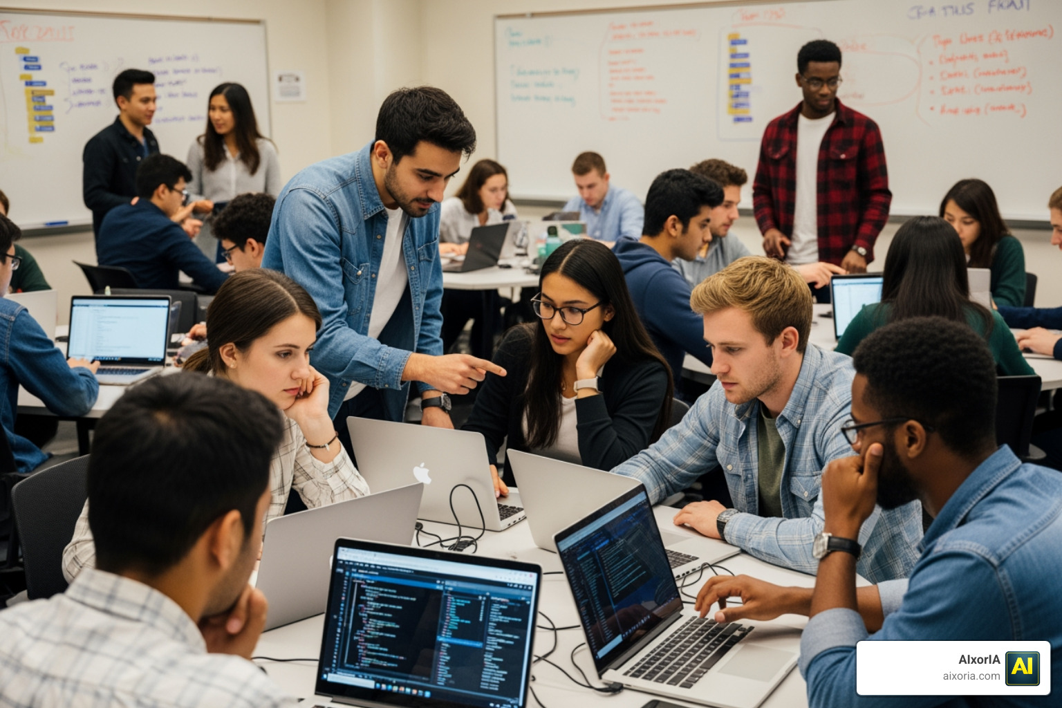 Student participating in a coding competition