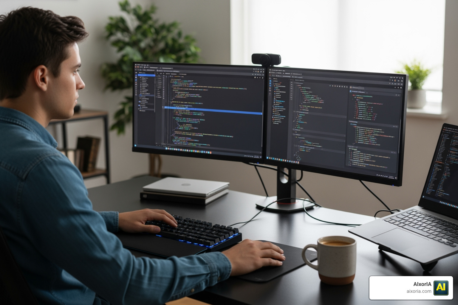 Developer using AI coding assistants and modern tech stack