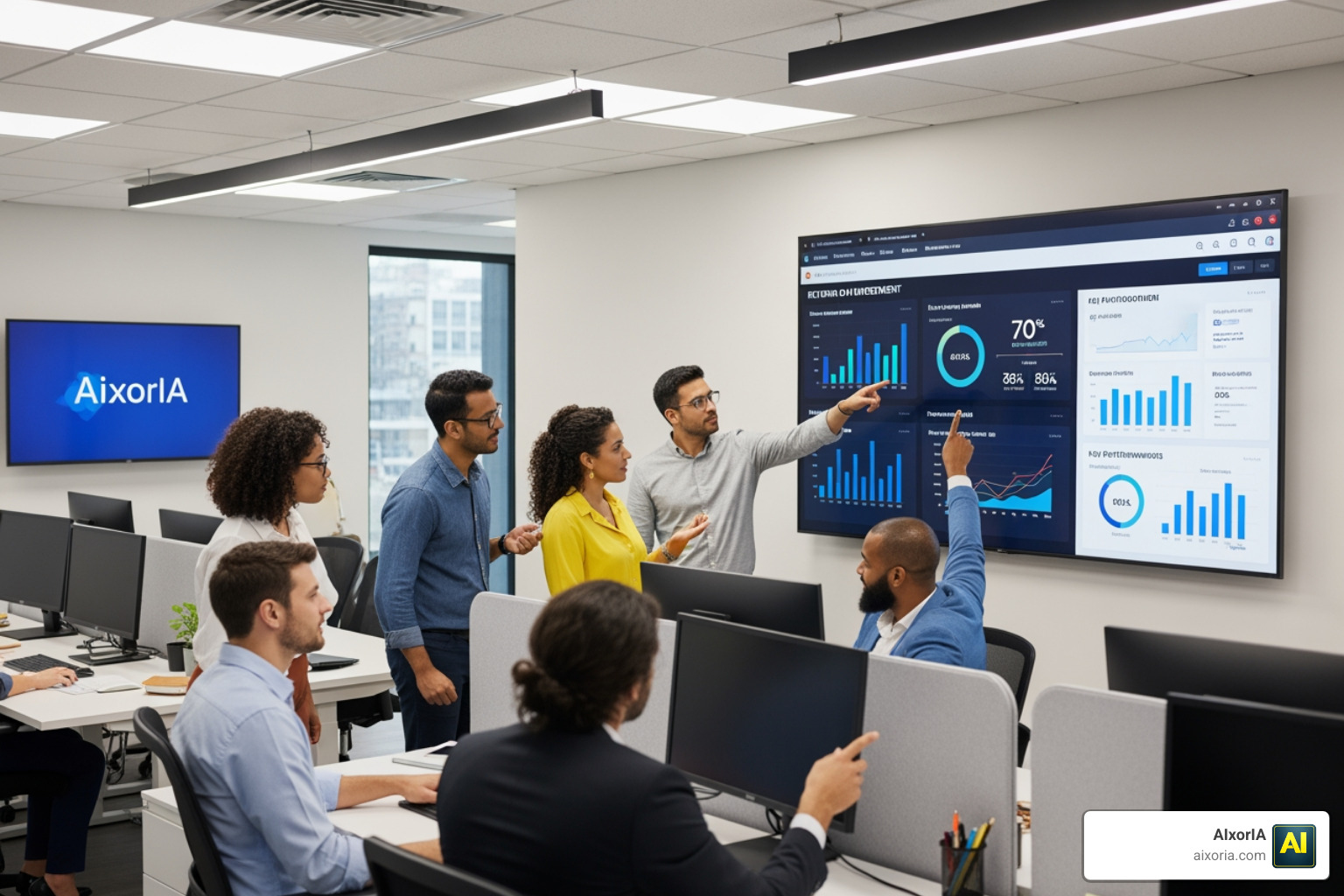 Data dashboard showing ROI of AI implementation in a small business