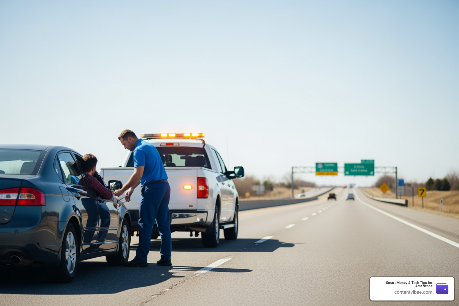 roadside assistance vehicle arriving to help a driver