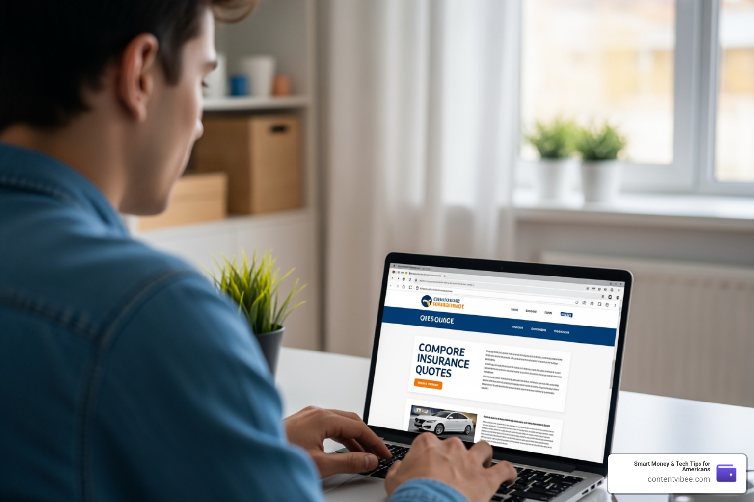 Person comparing insurance quotes on a laptop