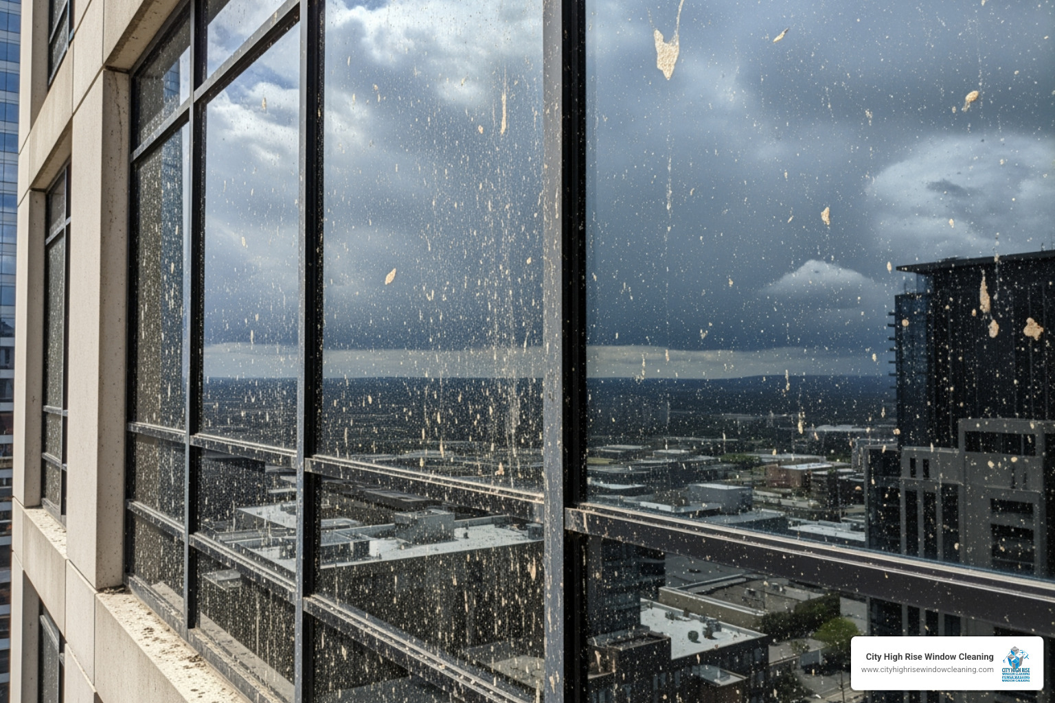 storm-streaked commercial glass needing emergency cleaning storm-streaked commercial glass needing emergency cleaning