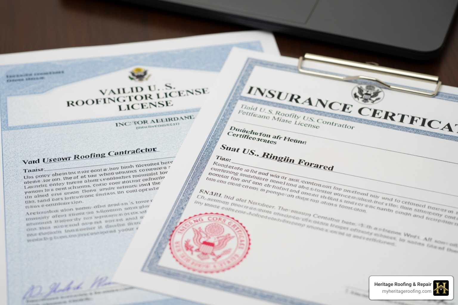 Example of a valid contractor license and insurance certificate for roofing professionals Example of a valid contractor license and insurance certificate for roofing professionals