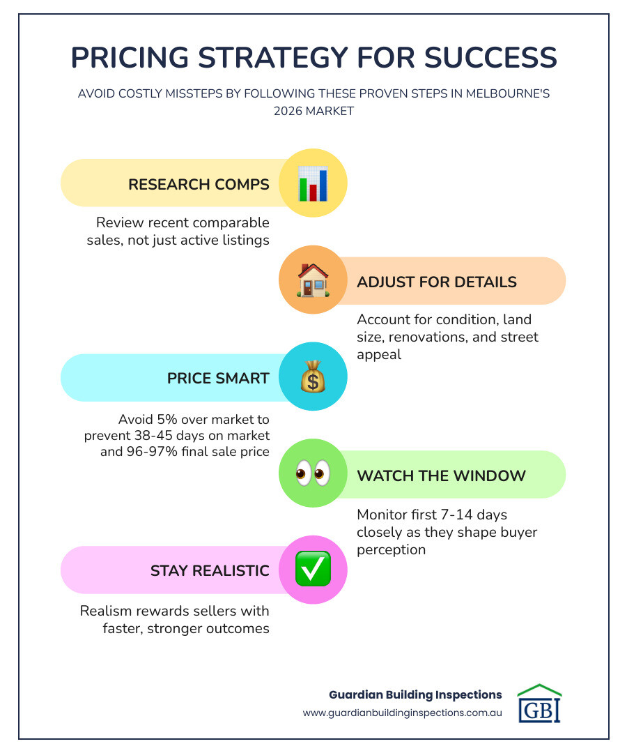 Pricing strategy infographic real estate tips buyers sellers Melbourne 2026 infographic