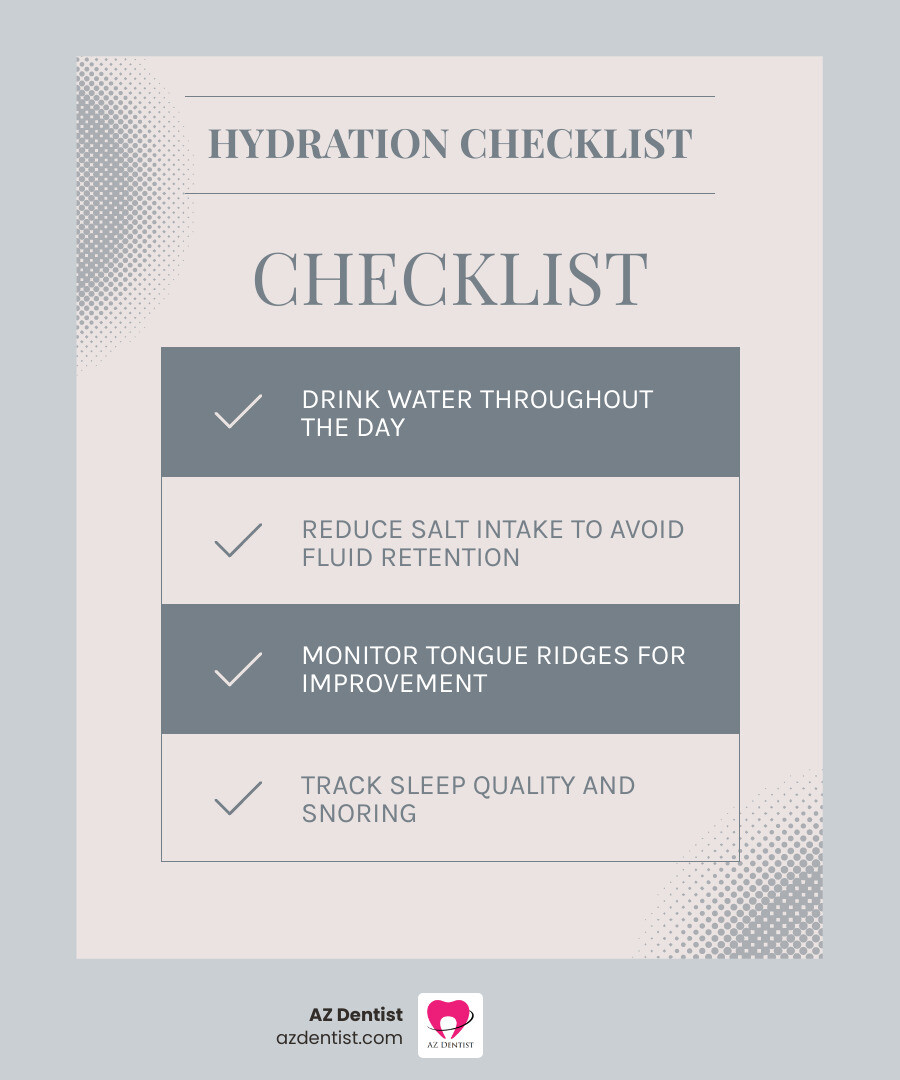 Infographic showing the connection between hydration, sleep, and tongue health infographic