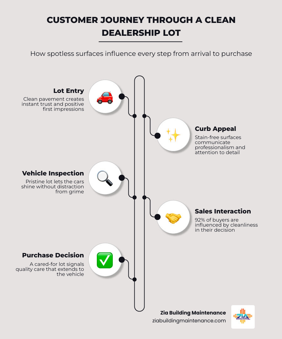 Infographic showing customer journey from lot entry to purchase and how cleanliness impacts each step infographic Infographic showing customer journey from lot entry to purchase and how cleanliness impacts each step infographic