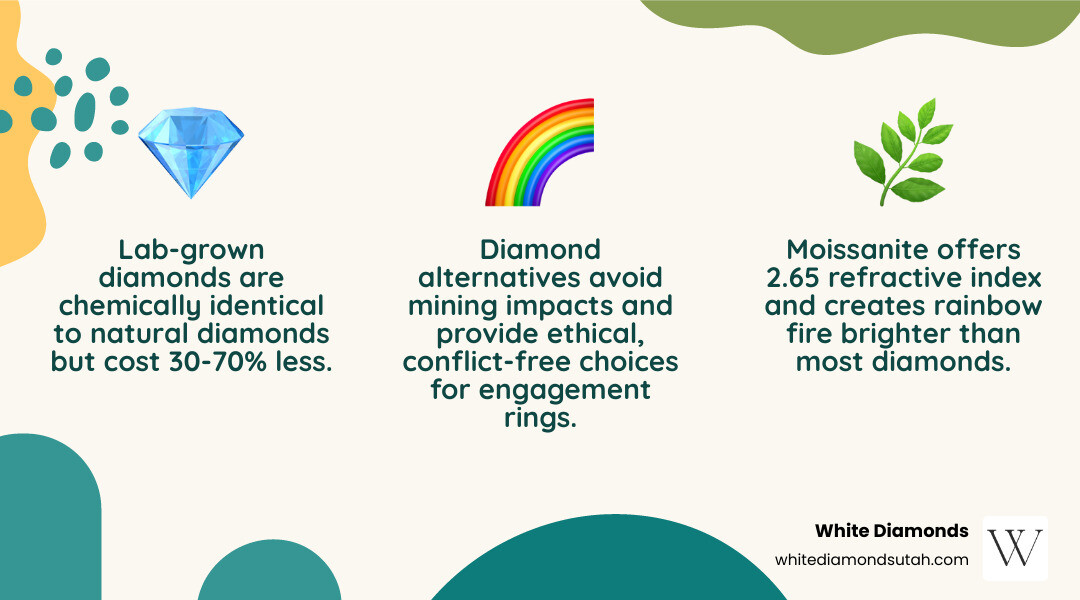 Main types of diamond alternatives comparison infographic infographic