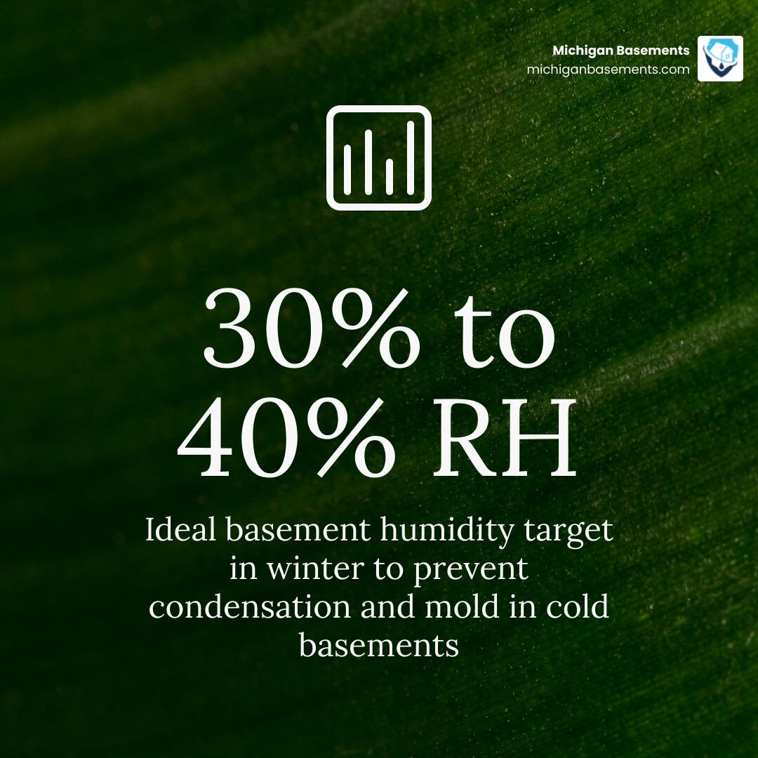 winter basement RH target by outdoor temperature infographic