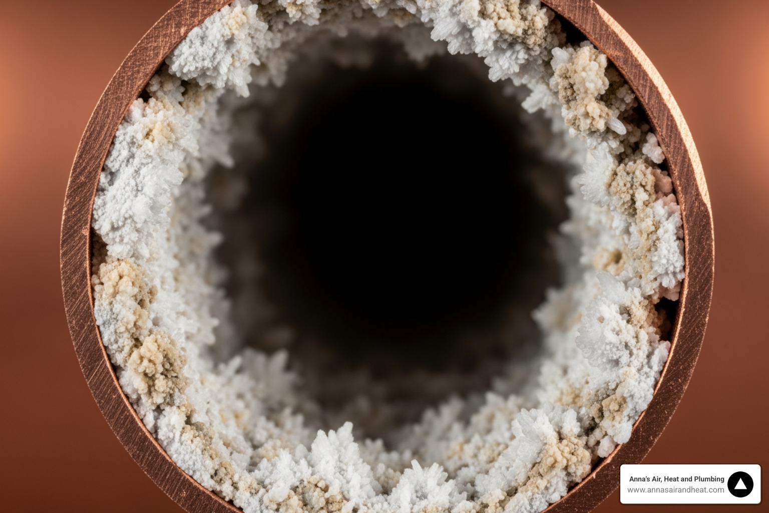 mineral scale buildup inside a copper pipe mineral scale buildup inside a copper pipe