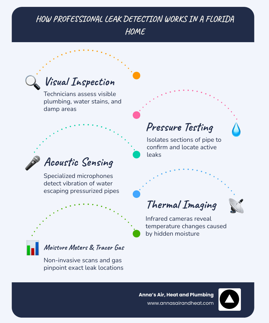 Step-by-step non-invasive leak detection workflow for Florida homes infographic infographic Step-by-step non-invasive leak detection workflow for Florida homes infographic infographic